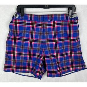 Parke & Ronen Swim Trunks Mens 36 Plaid‎ Blue Bathing Suit 6'' Inseam